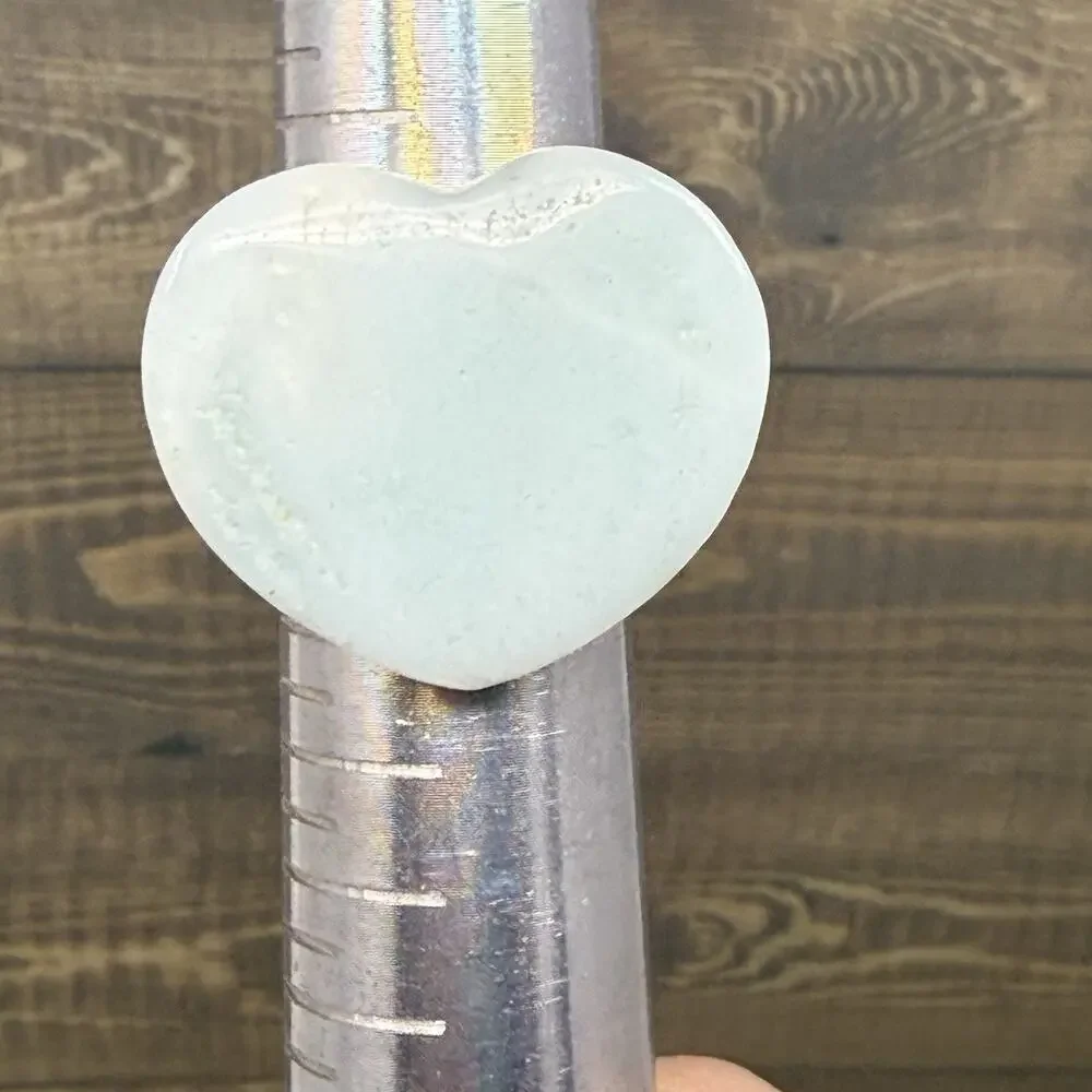 Chunky One Piece Green Amazonite Crystal Heart Polished Stone Ring Size 10.5